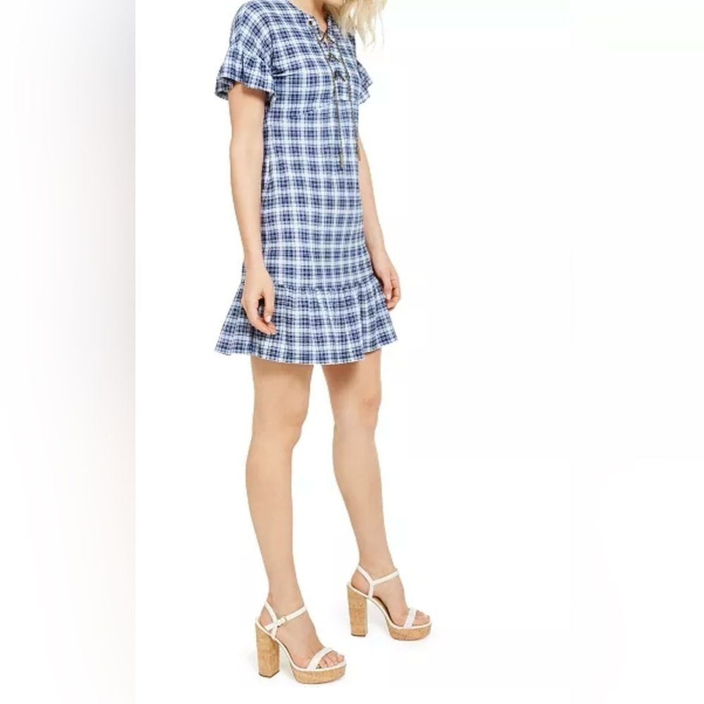Michael Kors| Chain Lace-Up Plaid Dress, Edgy & Preppy Style•••Dolman Mini Dress